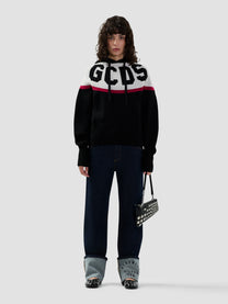 LOGO KNIT CROPPED HOODIE