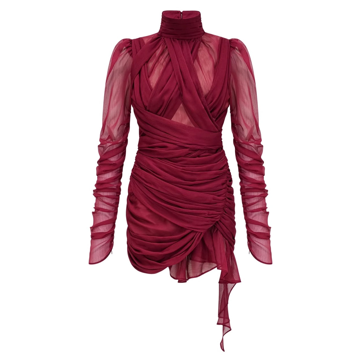 MESH BURGUNDY DRESS