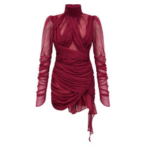 MESH BURGUNDY DRESS