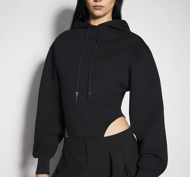 BLACK FLEECE HOODIE BODYSUIT