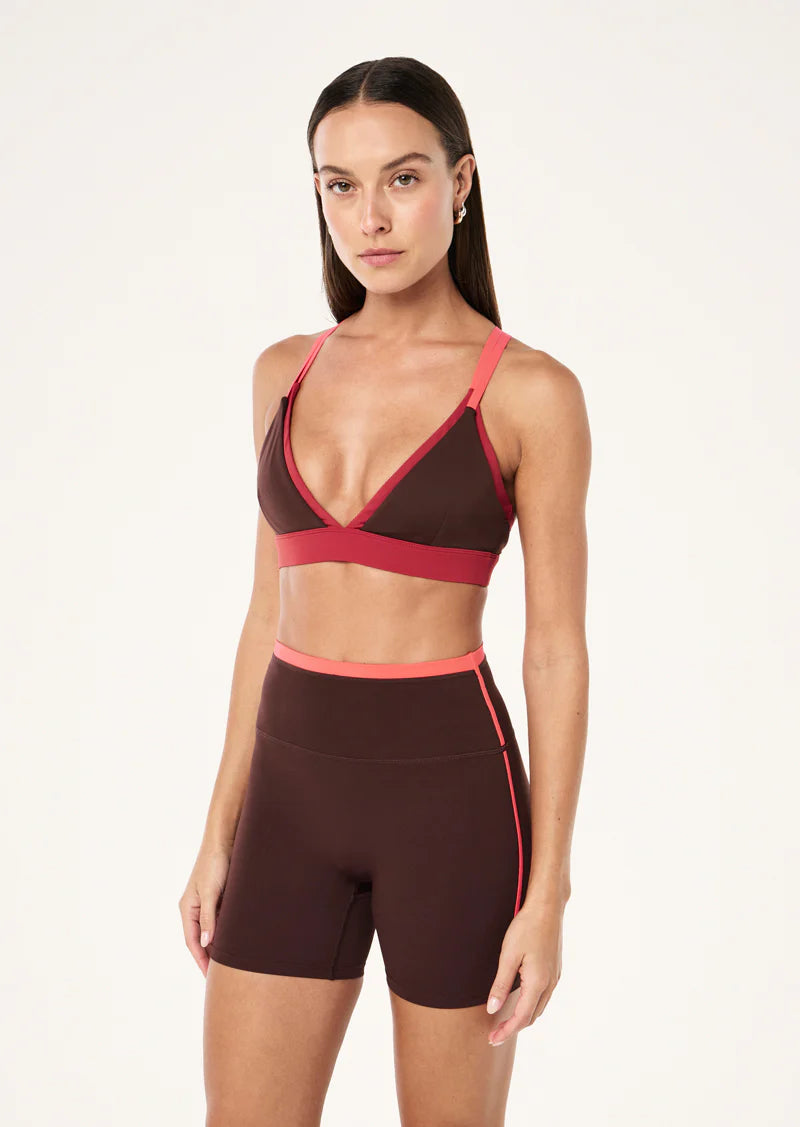 ACTIVATE SPORTS BRA IN MAHOGANY &amp; DIVA PINK