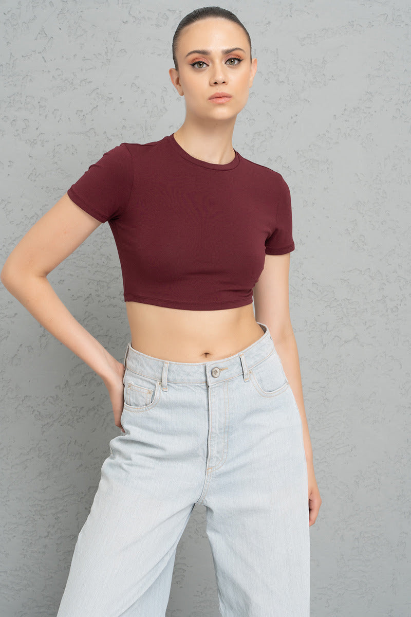 SHORT SLEEVE CHERRY CROP TOP