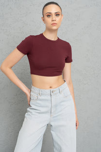 SHORT SLEEVE CHERRY CROP TOP