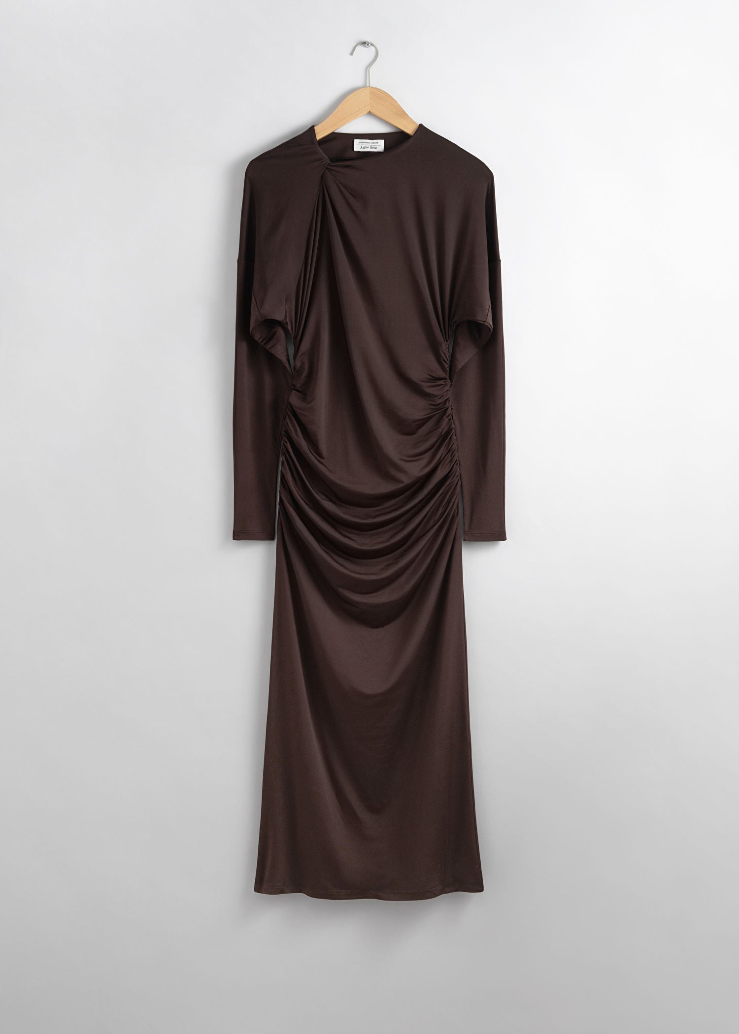 DRAPED MIDI DRESS BROWN