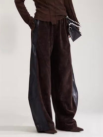 LEATHER SPLICED COFFEE PANT