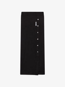 BLACK RIBBED SNAP LONG SKIRT