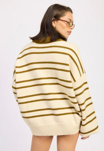 OLIVE STRIPED CARDIGAN