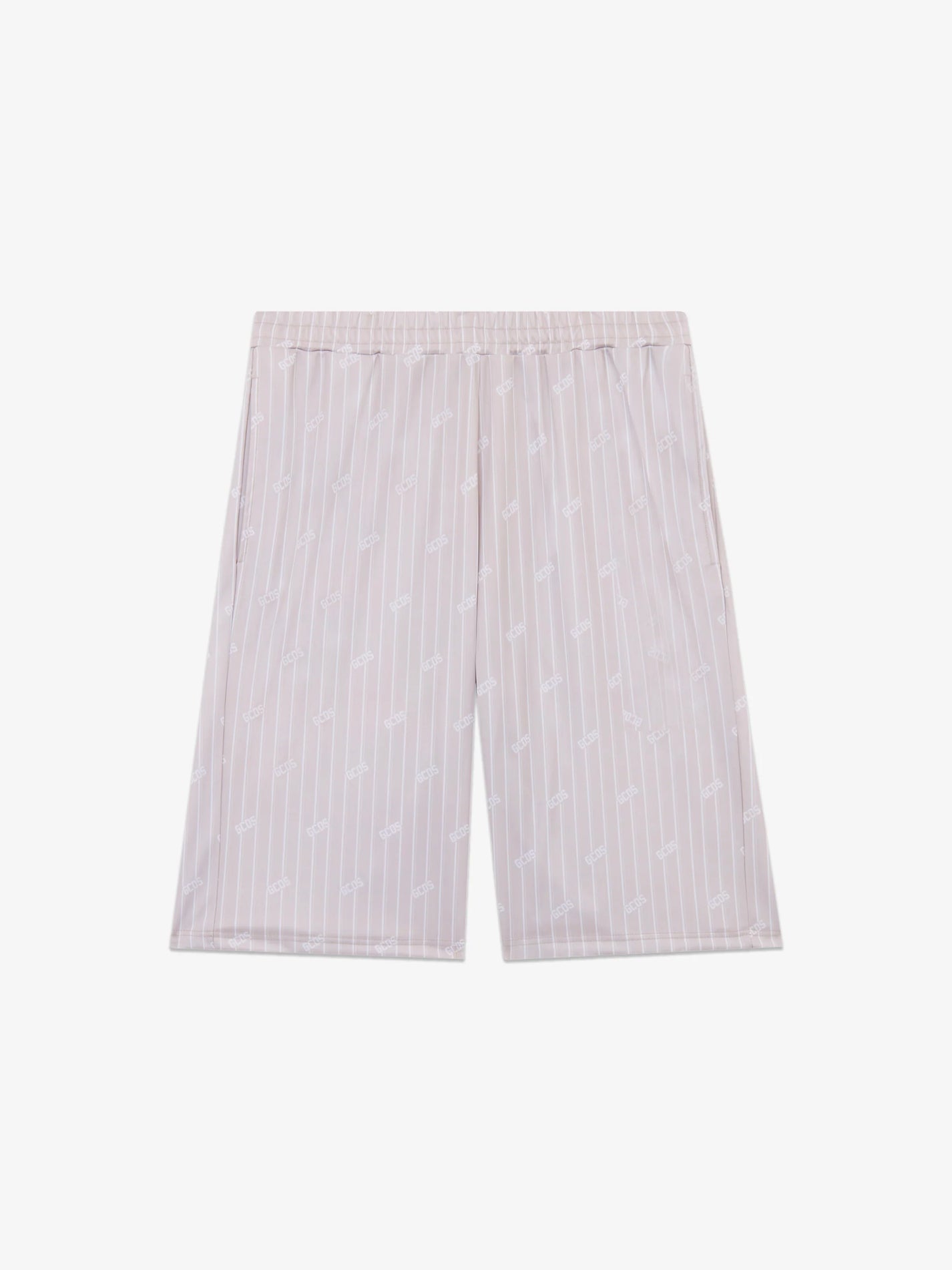 GCDS PINSTRIPE SHORTS WITH ALL-OVER LOGO