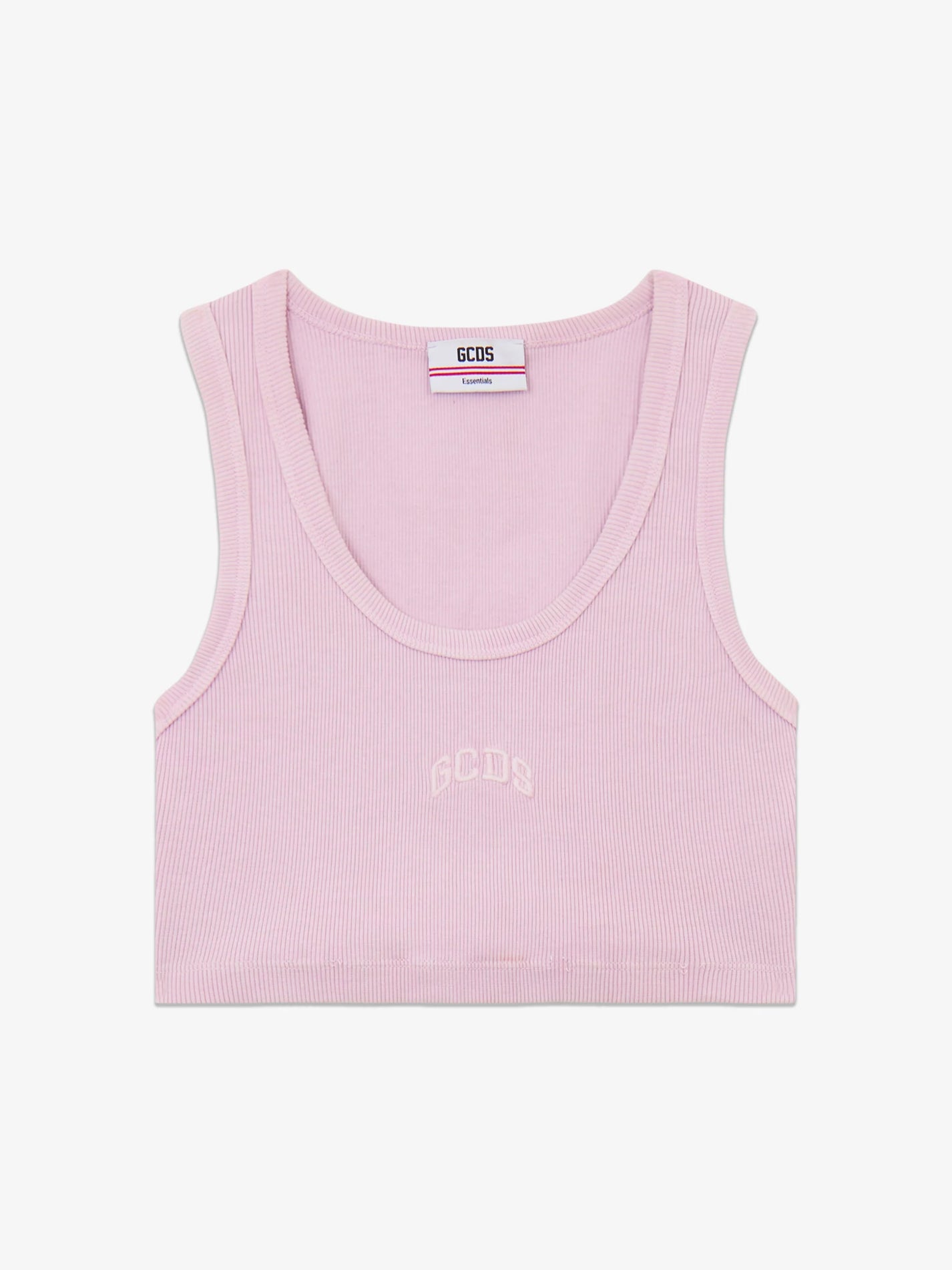 GCDS RIBBED LOGO LOUNGE PINK MINI TOP