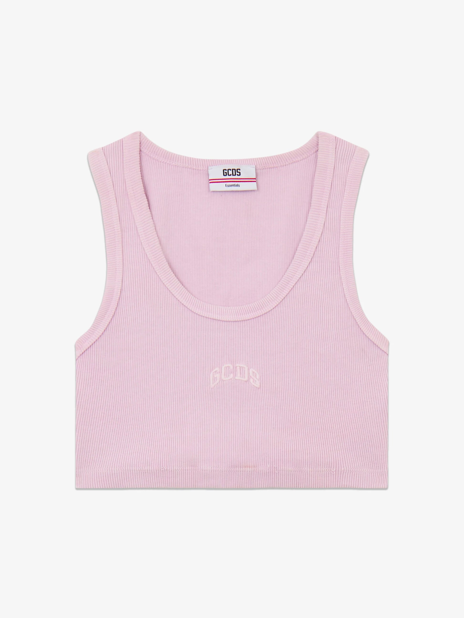 GCDS RIBBED LOGO LOUNGE PINK MINI TOP