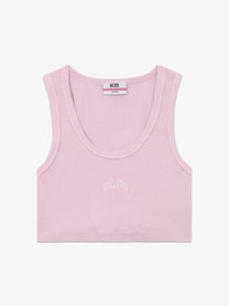 GCDS RIBBED LOGO LOUNGE PINK MINI TOP