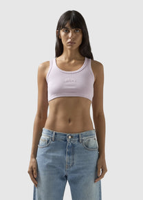 GCDS RIBBED LOGO LOUNGE PINK MINI TOP