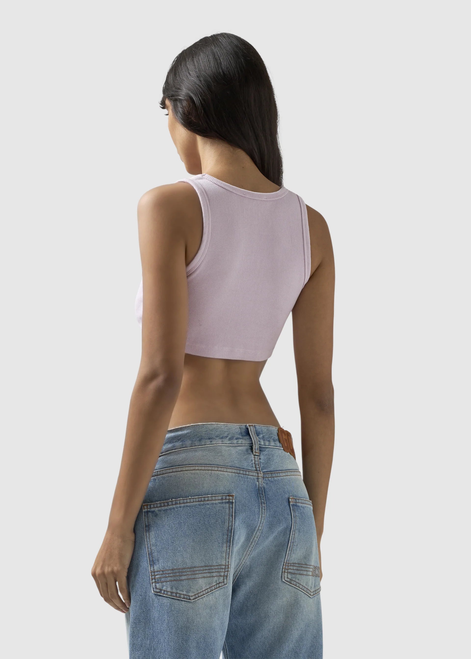 GCDS RIBBED LOGO LOUNGE PINK MINI TOP