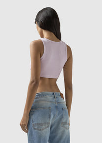 GCDS RIBBED LOGO LOUNGE PINK MINI TOP