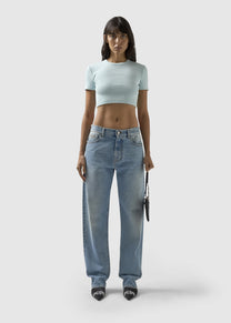 GCDS RIBBED LOGO LOUNGE BLUE MINI TOP