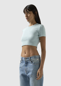GCDS RIBBED LOGO LOUNGE BLUE MINI TOP