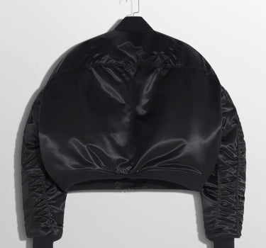 BLACK SATINY BOMBER JACKET