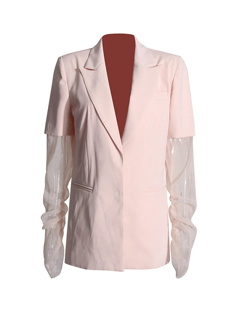 PINK MESH SLEEVES BLAZER