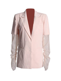 PINK MESH SLEEVES BLAZER