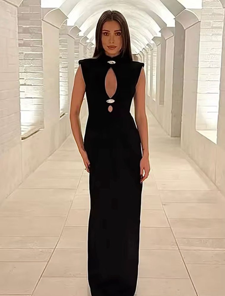 LONG FORMAL NECKLINE DRESS