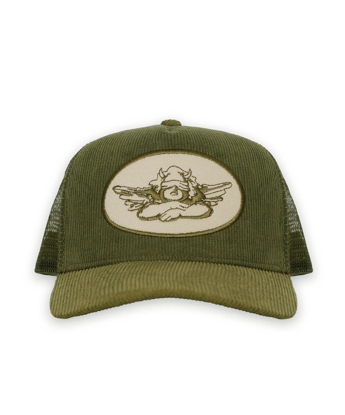 OLIVE CORDUROY TRUCKER HAT
