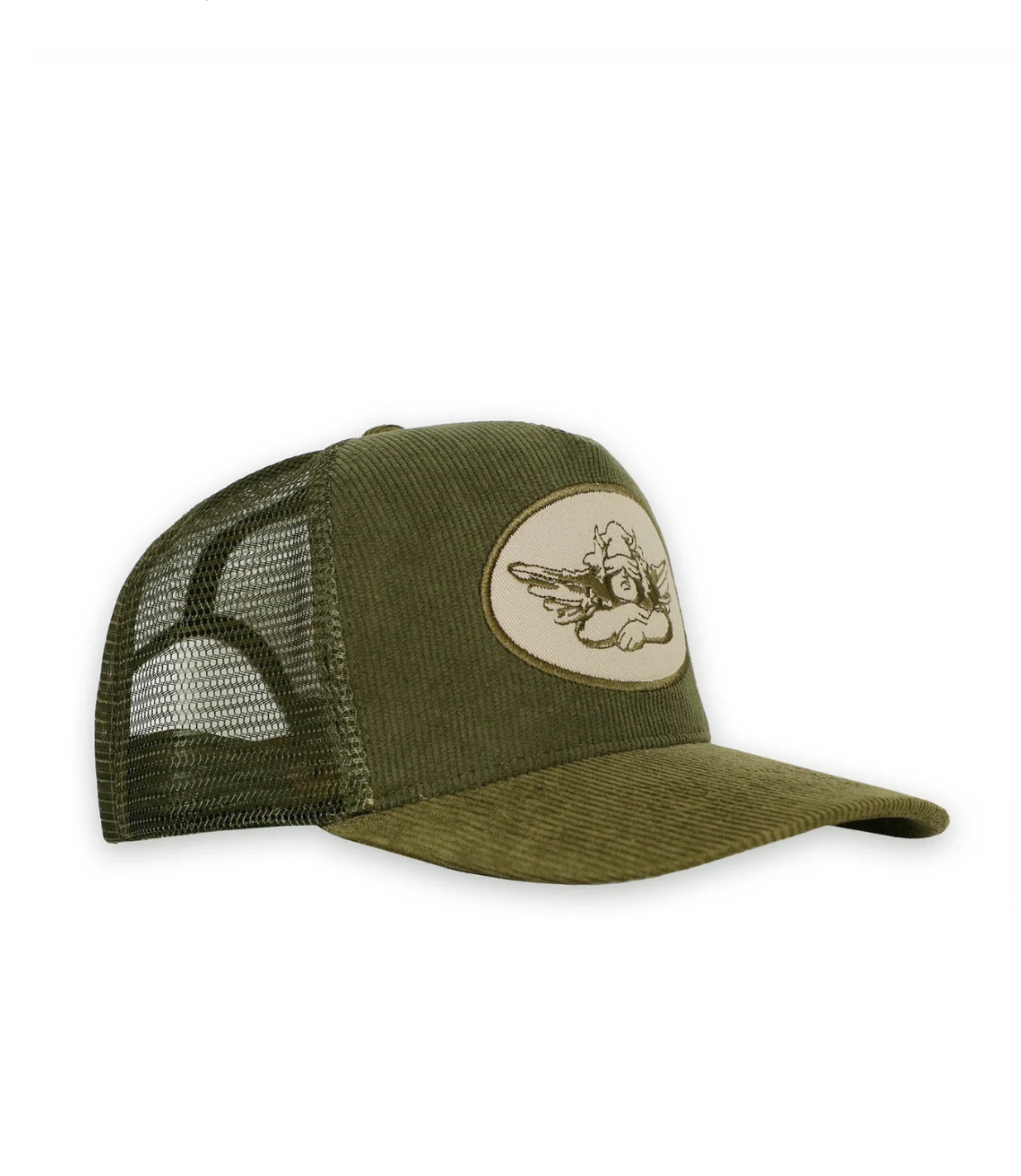 OLIVE CORDUROY TRUCKER HAT