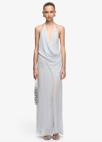 SABRINA DRAPE MAXI DRESS BLUE SMOKE