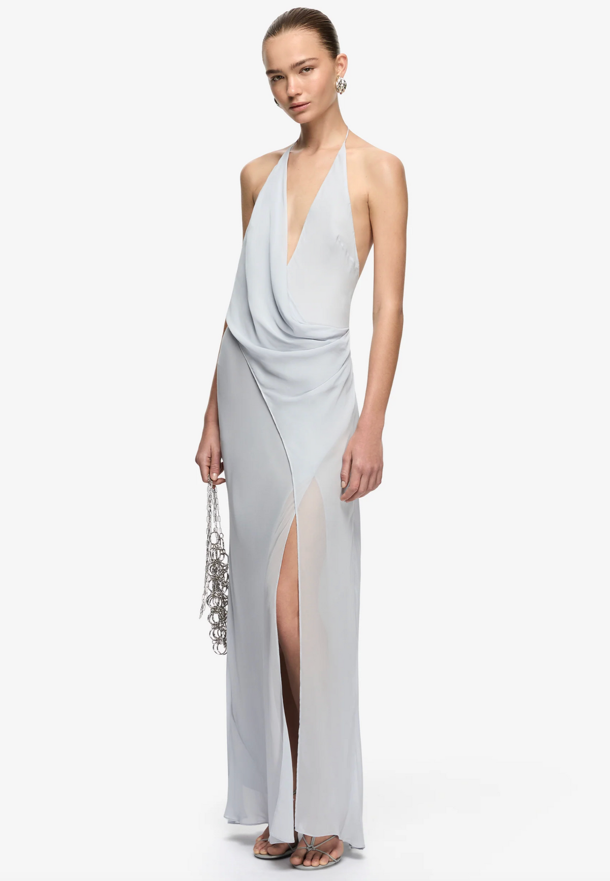 SABRINA DRAPE MAXI DRESS BLUE SMOKE