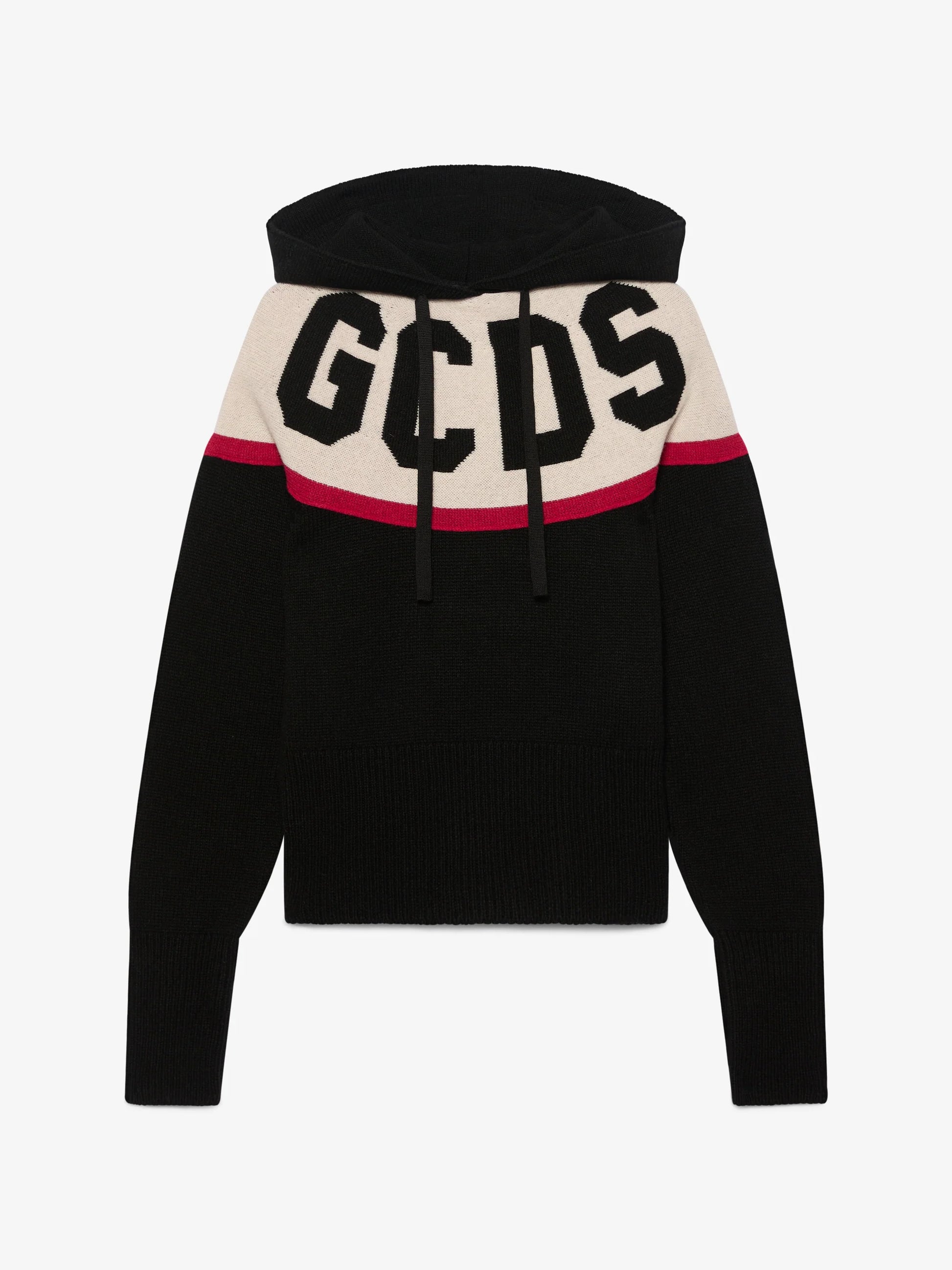 LOGO KNIT CROPPED HOODIE