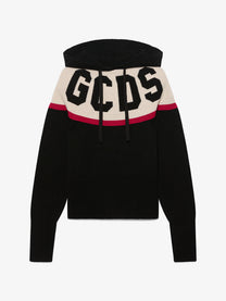 LOGO KNIT CROPPED HOODIE