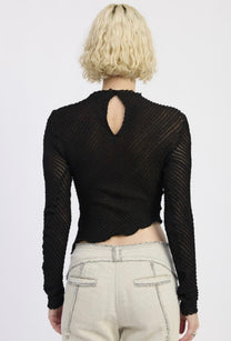 BOAT BLACK BLUE NECK TOP