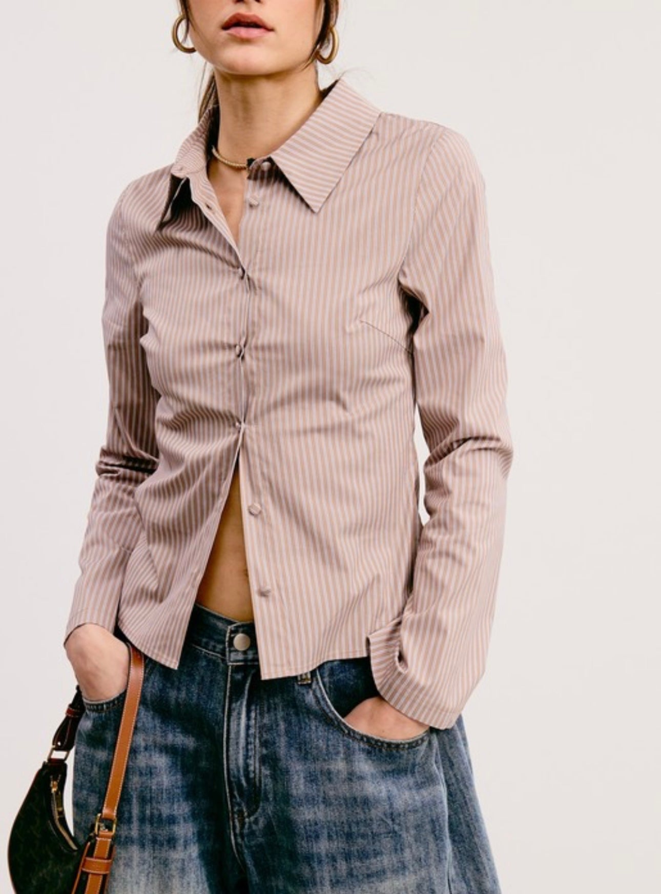 STRIPPED BEL CAMI TAN