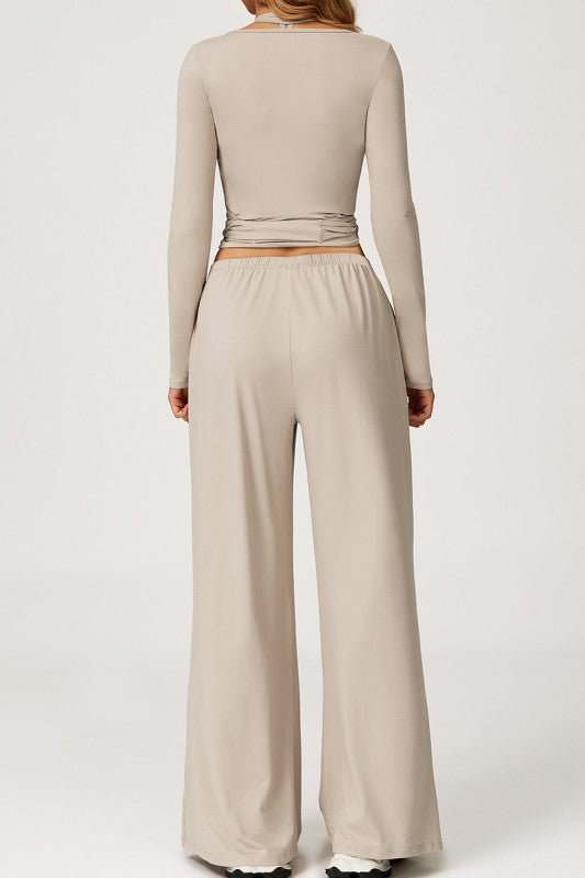 BACKLESS V KHAKI SET