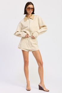 DOUBLE LAYERED LIGHT BEIGE JACKET