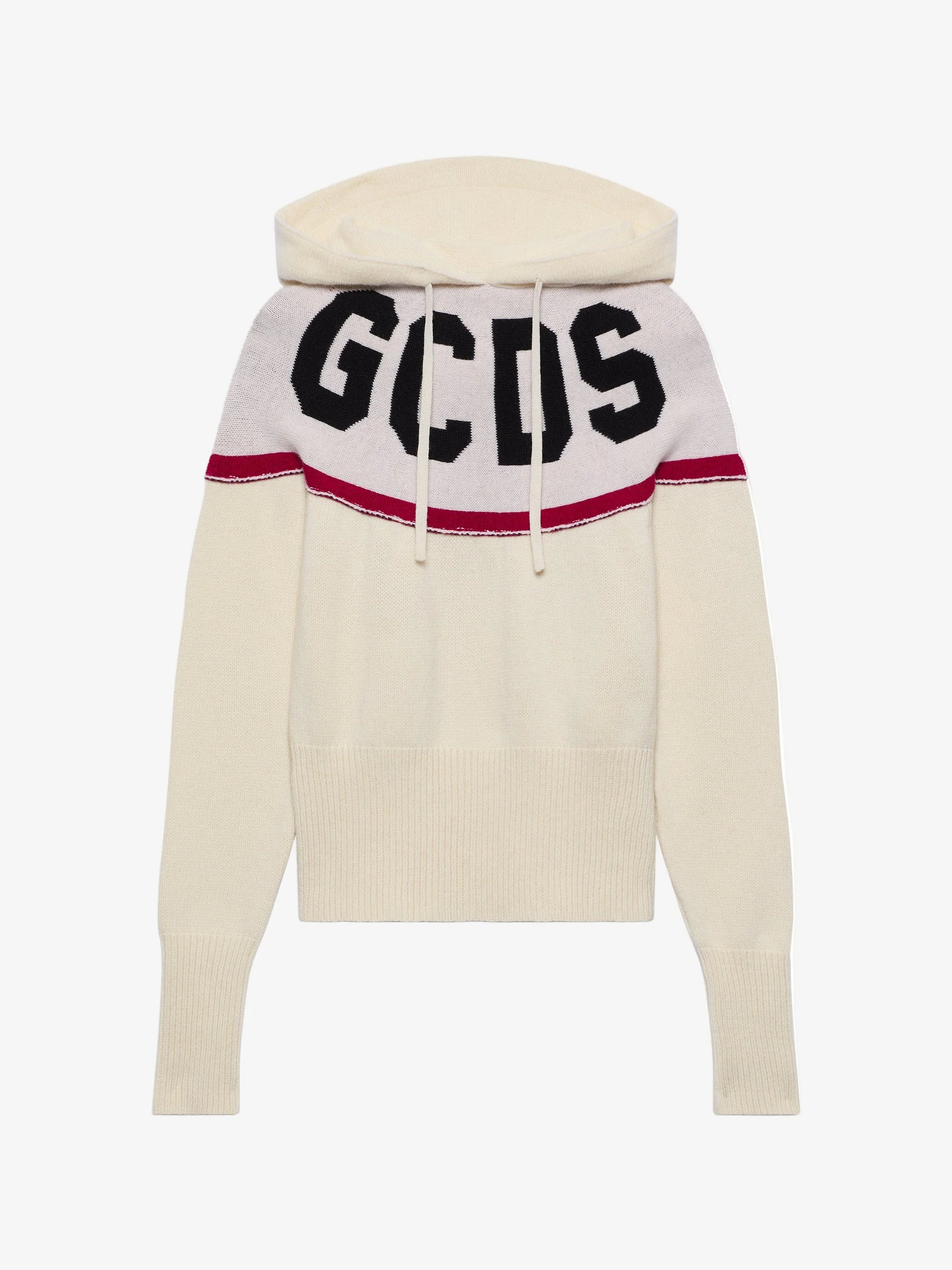 LOGO KNIT CROPPED HOODIE