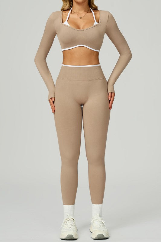 BLAIR LONG SLEEVE KHAKI SET