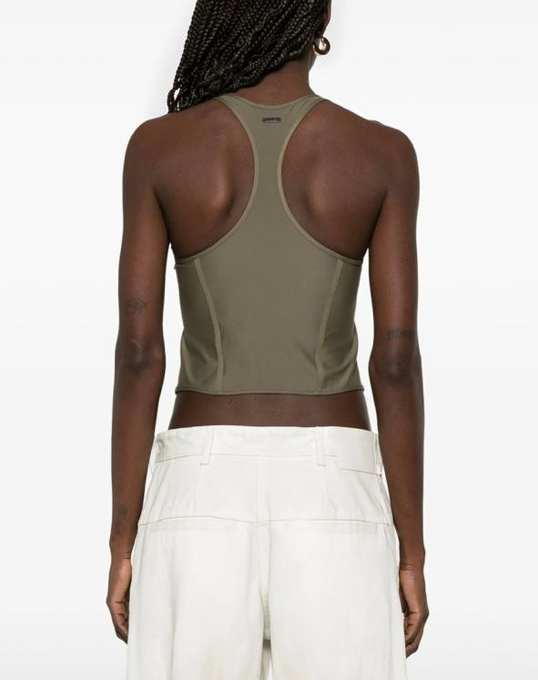 KHAKI CORSETED TANK TOP