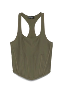 KHAKI CORSETED TANK TOP