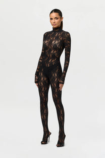 STRETCH LACE CLOSED TOE JUMPSUIT