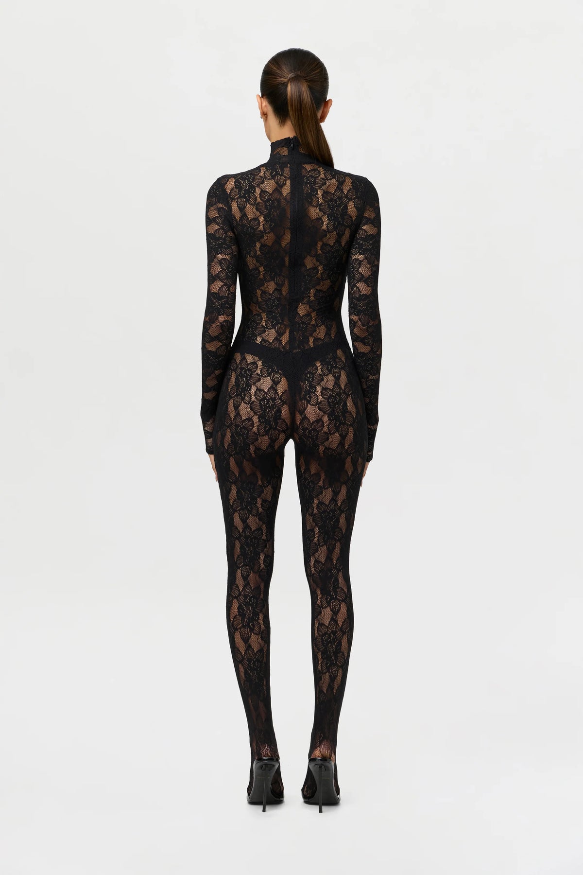STRETCH LACE CLOSED TOE JUMPSUIT