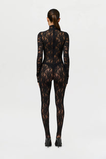 STRETCH LACE CLOSED TOE JUMPSUIT