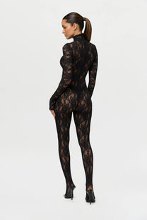 STRETCH LACE CLOSED TOE JUMPSUIT