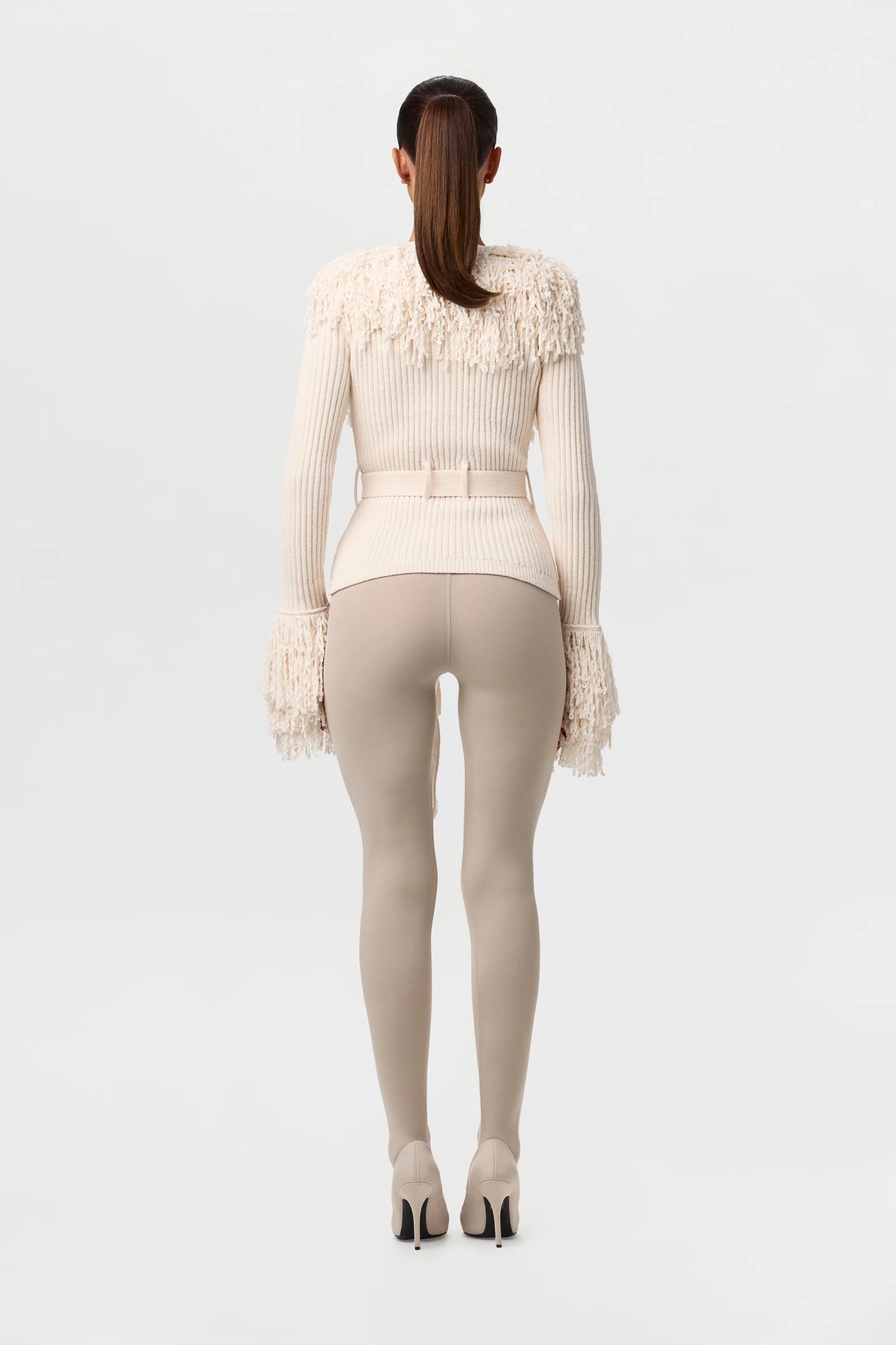 KNIT FRINGE V-NECK CARDIGAN