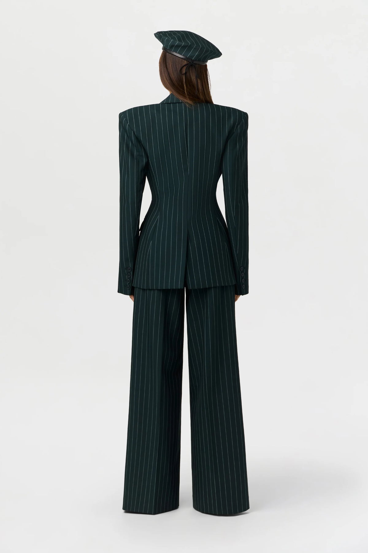 SUITING SCULPT PINSTRIPE BLAZER MIDNIGHT TEAL