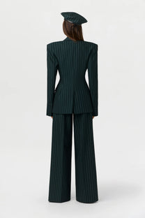 SUITING SCULPT PINSTRIPE BLAZER MIDNIGHT TEAL