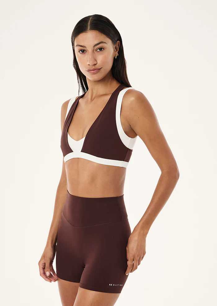 UNITY SPORTS BRA IN MAHOGANY &amp; WHISPER WHITE
