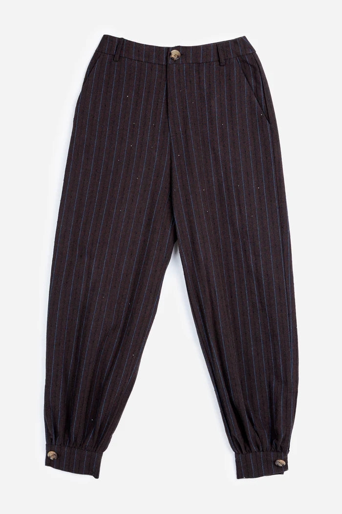 SEQUIN-STRIPPED BAGGY PANTS
